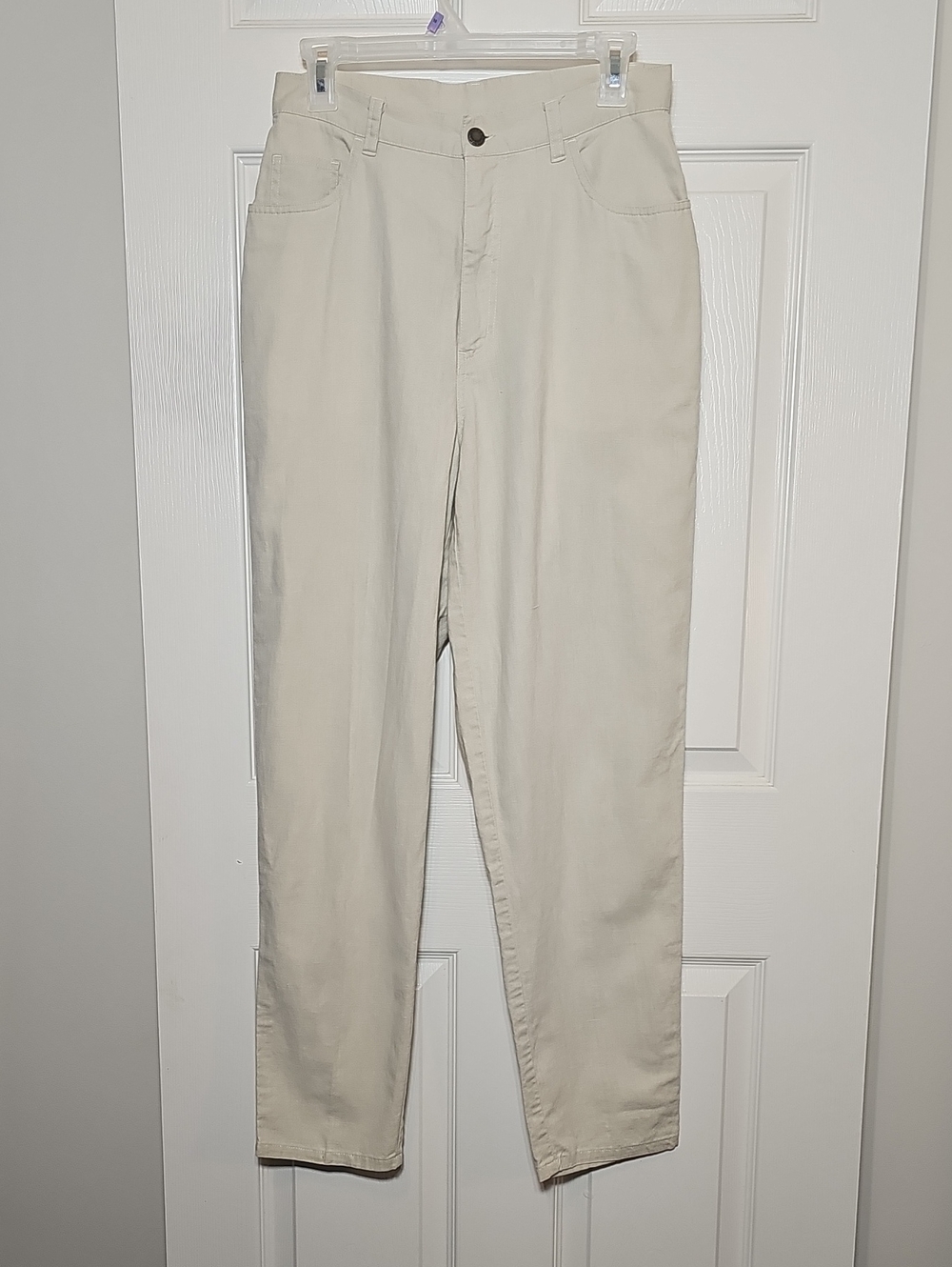 Vintage Moda Int'l Linen-Blend Neutral Trousers Size 10